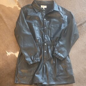 Dear John Black Faux Leather Jumpsuit